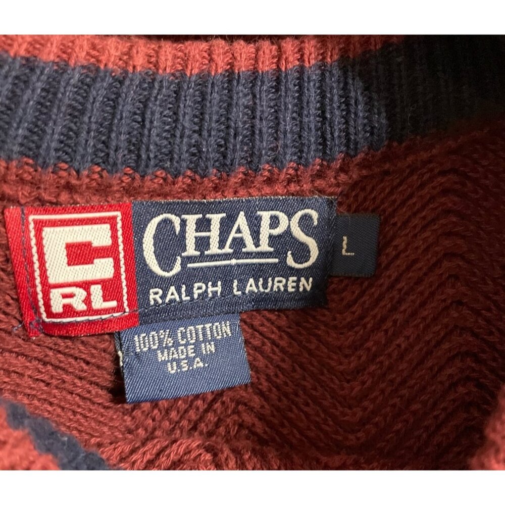 Chaps Ralph Lauren Sweater Burgundy Wine Mens Size Large 100% Cotton - Picture 8 of 9